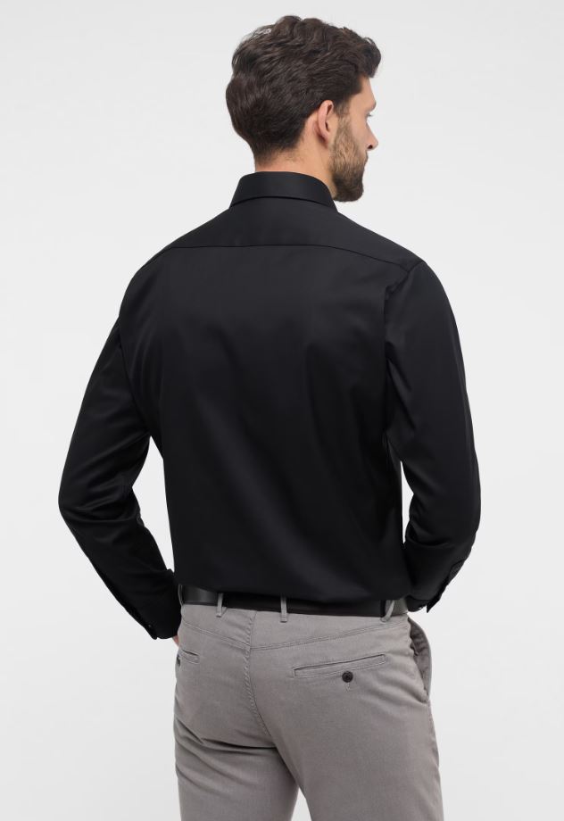 Eterna Camicia Nera Eterna Modern Fit Collo Classico Italiano