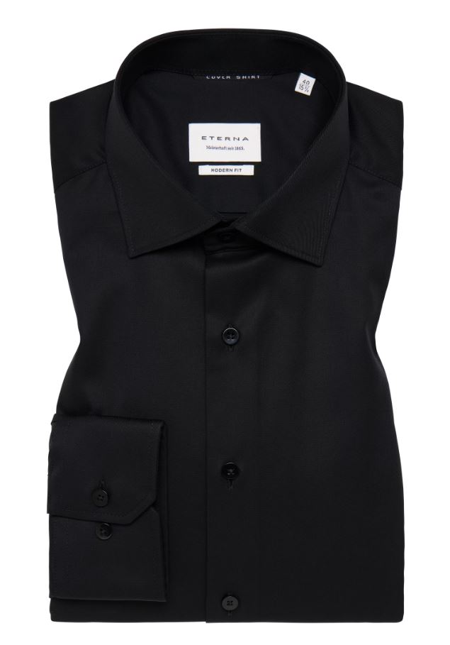 Eterna Camicia Nera Eterna Modern Fit Collo Classico Italiano