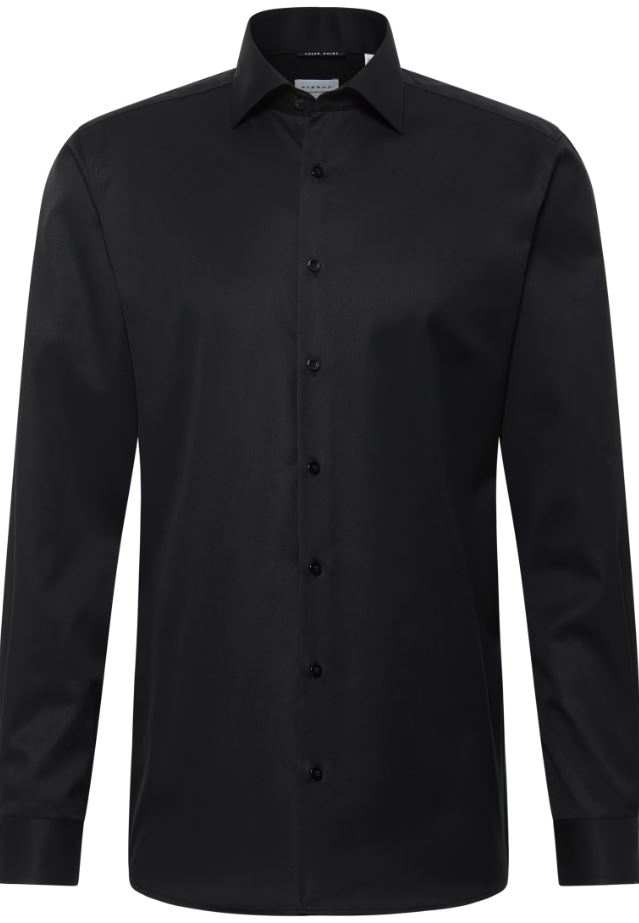 Eterna Camicia Nera Eterna Modern Fit Collo Classico Italiano