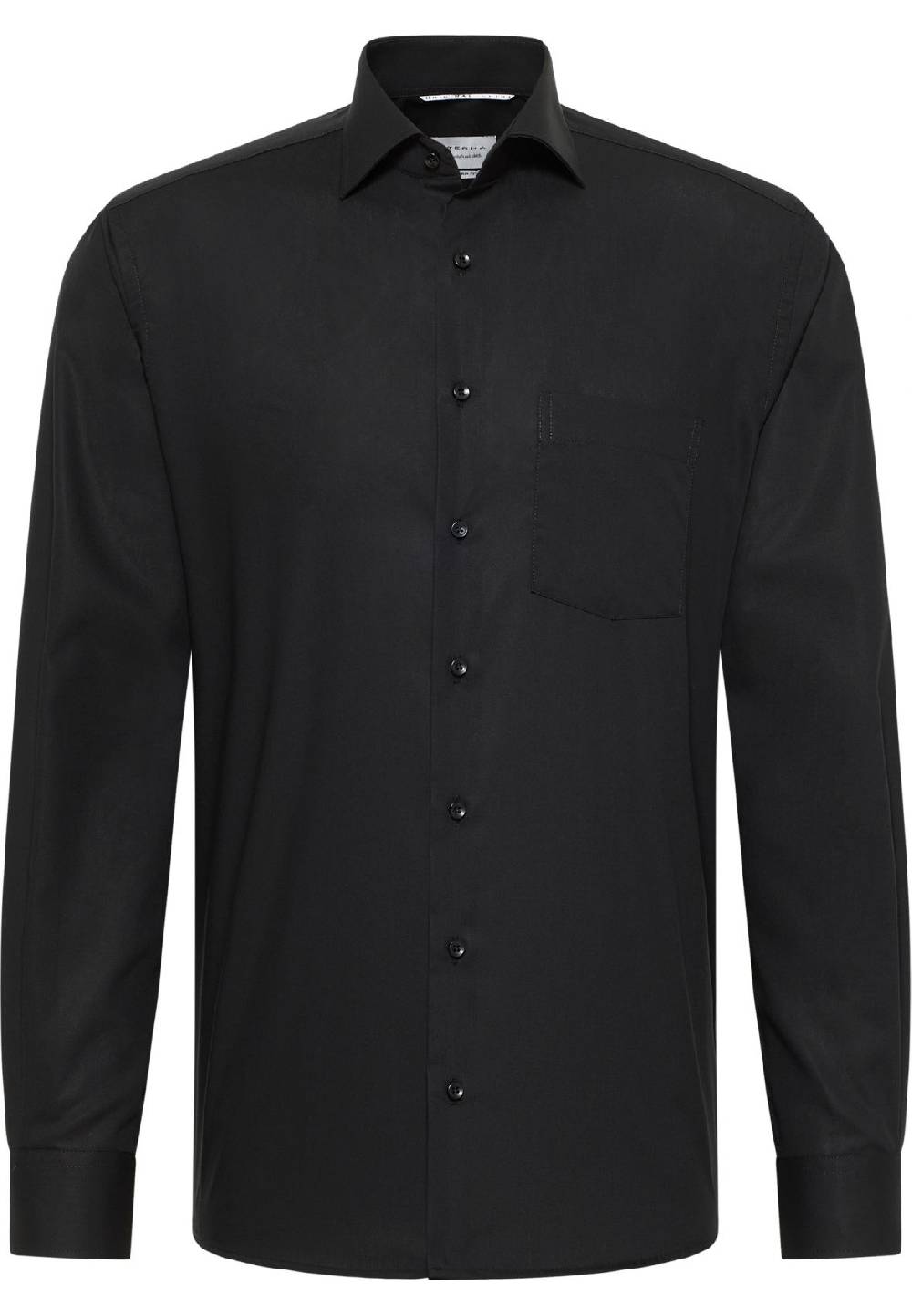 Eterna Camicia Nera Eterna Modern Fit In Popeline No Stiro
