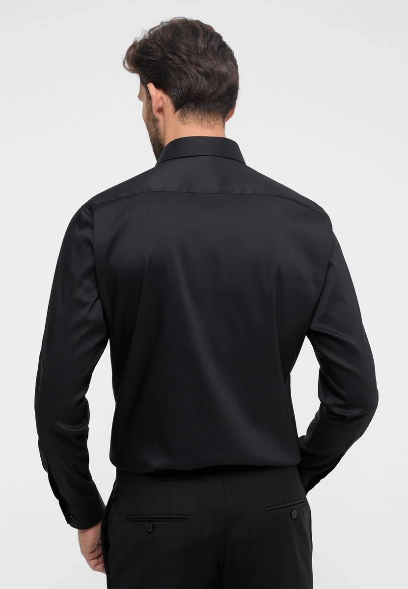 Eterna Camicia Nera Eterna Modern Fit Tessuto Performante