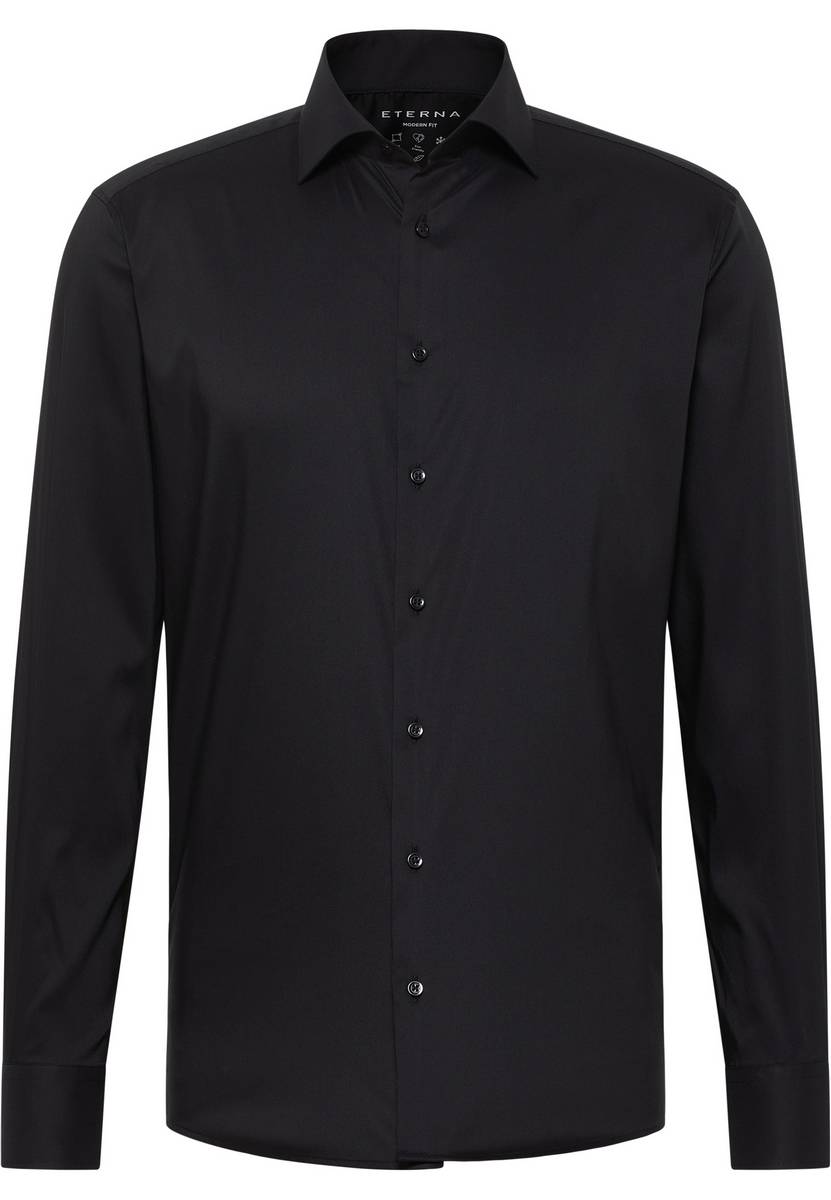 Eterna Camicia Nera Eterna Modern Fit Tessuto Performante