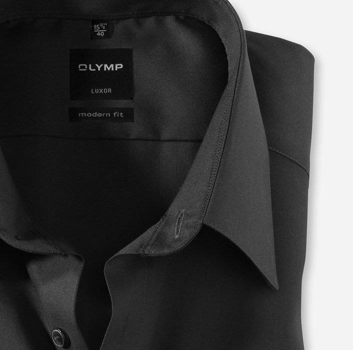 Olymp Camicia Nera Olymp Cotone Facile Stiro Organico Modern Fit