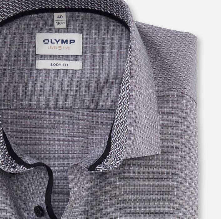 Olymp Camicia Nera Olymp Level Five Slim Fit Cotone Stretch