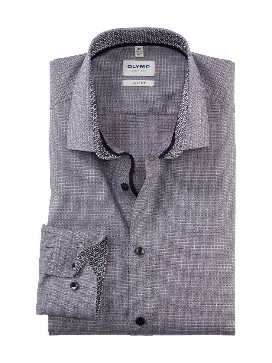 Olymp Camicia nera olymp level five slim fit cotone stretch
