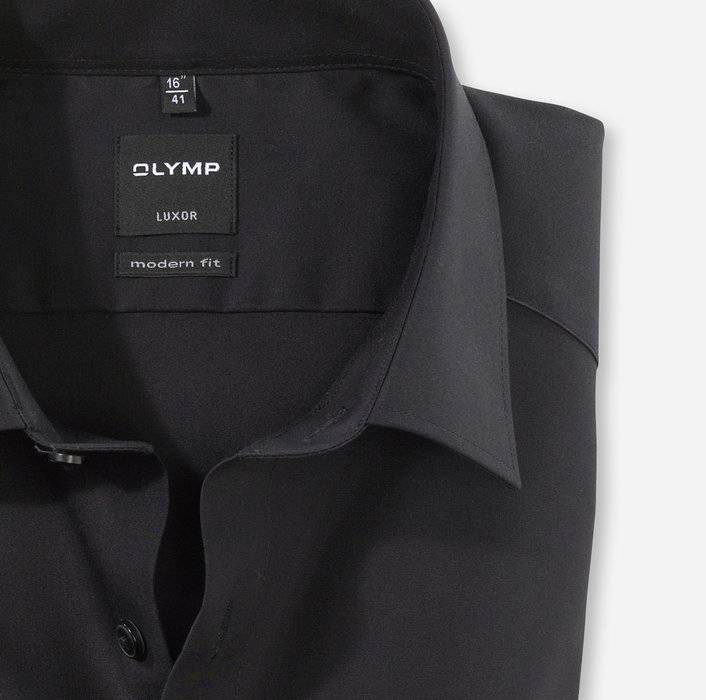Olymp Camicia Nera Olymp Luxor Modern Fit Puro Cotone Facile Stiro