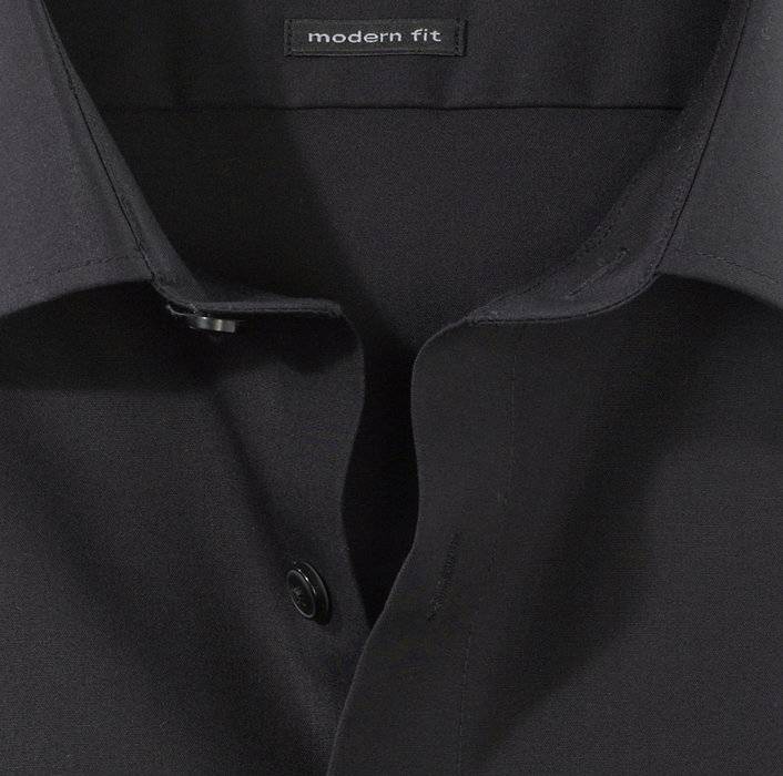 Olymp Camicia Nera Olymp Luxor Modern Fit Puro Cotone Facile Stiro