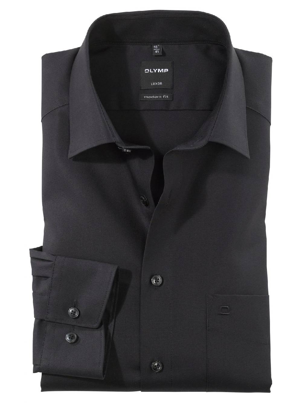 Olymp Camicia nera olymp luxor modern fit puro cotone facile stiro