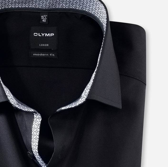 Olymp Camicia Nera Olymp Modern Fit Cotone Organico Facile Stiro