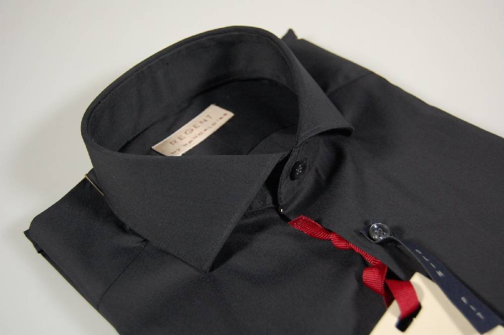 Regent by Pancaldi Camicia nera slim fit collo francese pancaldi