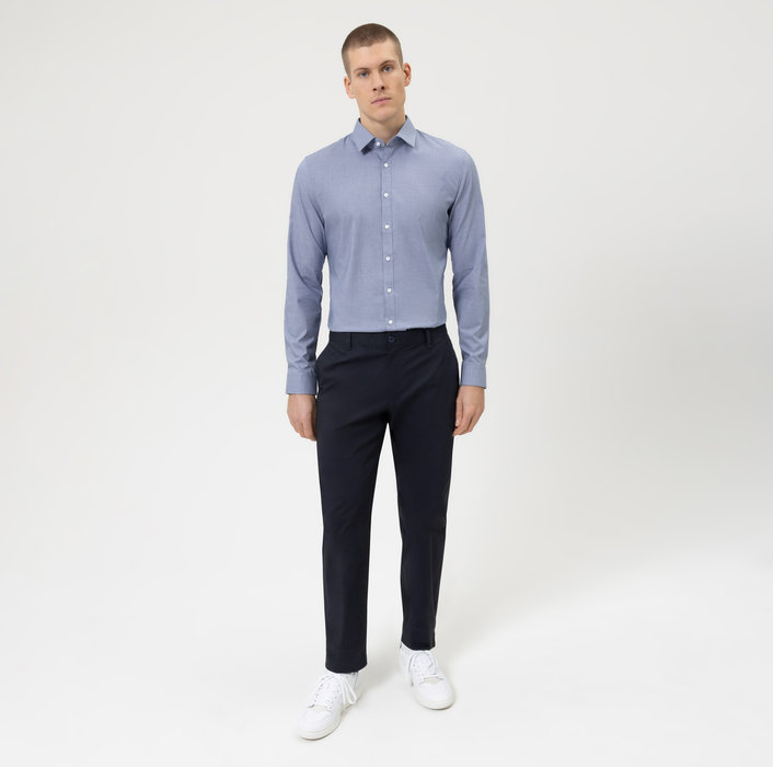 Olymp Camicia Olymp A Quadretti Blu Super Slim Fit Cotone Stretch