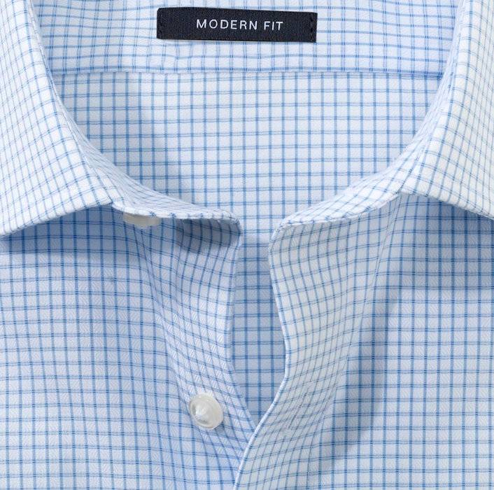 Olymp Camicia Olymp A Quadretti Celeste Modern Fit Puro Cotone