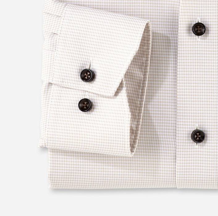 Olymp Camicia Olymp A Quadrettini Beige Modern Fit Con Taschino