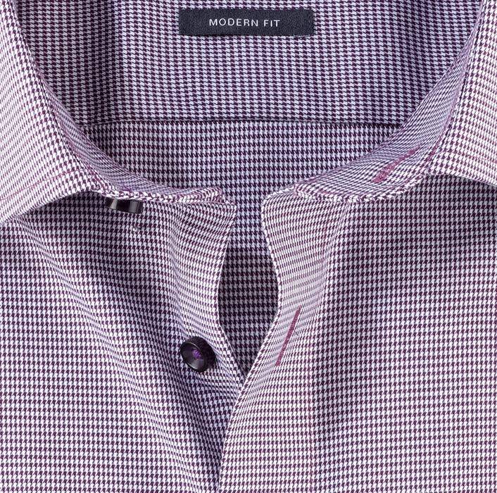 Olymp Camicia Olymp A Quadrettini Prugna Modern Fit Con Taschino