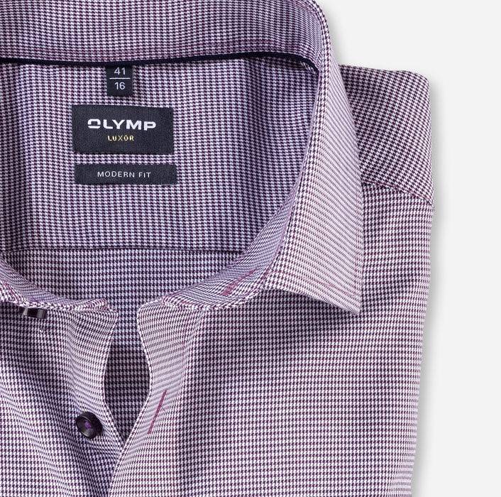 Olymp Camicia Olymp A Quadrettini Prugna Modern Fit Con Taschino