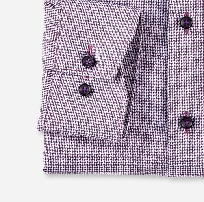 Olymp Camicia Olymp A Quadrettini Prugna Modern Fit Con Taschino