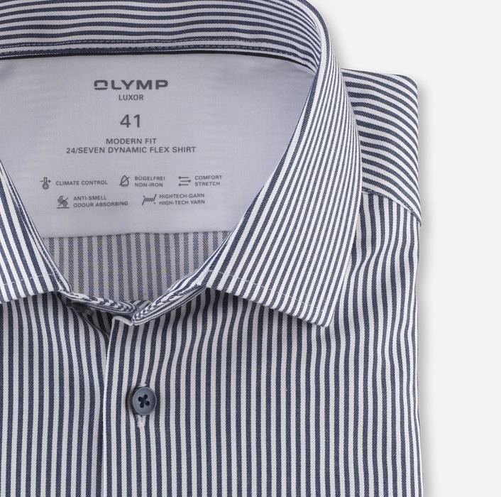 Olymp Camicia Olymp A Righe Blu Dynamic Flex Modern Fit