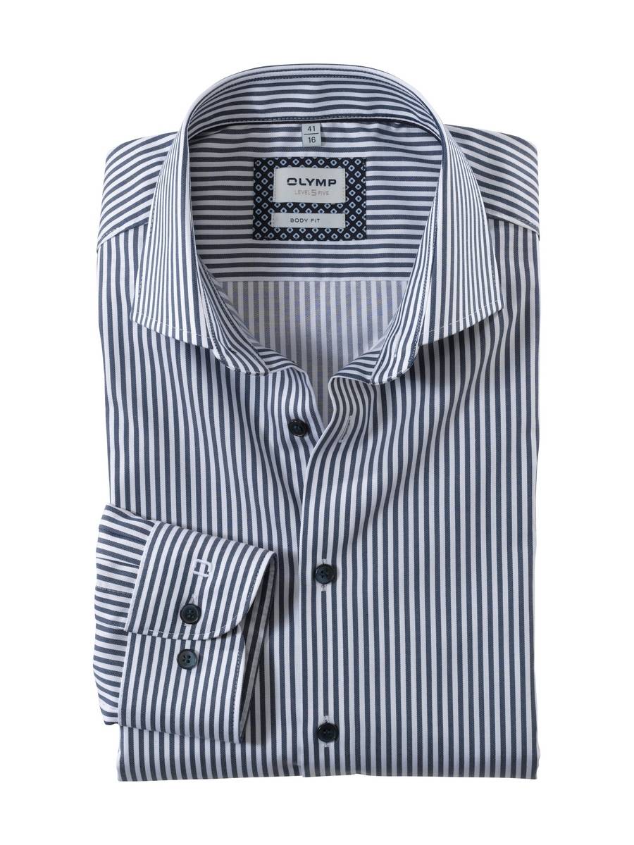 Olymp Camicia olymp a righe blu slim fit cotone stretch
