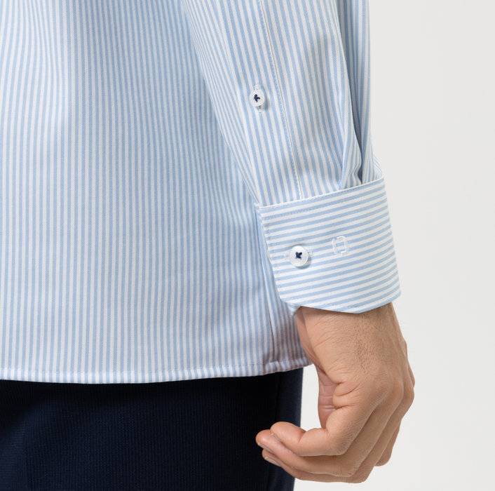 Olymp Camicia Olymp A Righe Celeste Dynamic Flex Modern Fit