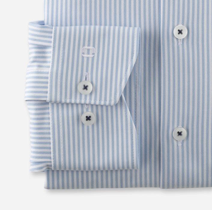 Olymp Camicia Olymp A Righe Celeste Dynamic Flex Modern Fit