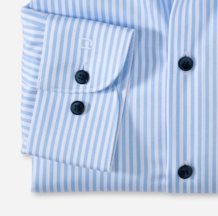Olymp Camicia Olymp A Righe Celeste Slim Fit Cotone Stretch