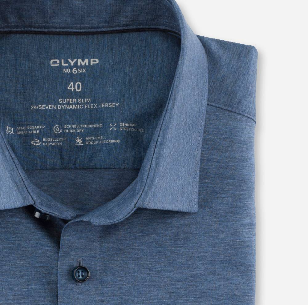Olymp Camicia Olymp Azzurra In Jersey Super Slim Fit