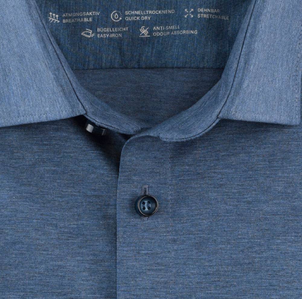 Olymp Camicia Olymp Azzurra In Jersey Super Slim Fit