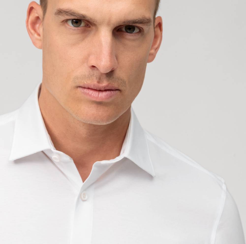 Olymp Camicia Olymp Bianca In Jersey Super Slim Fit