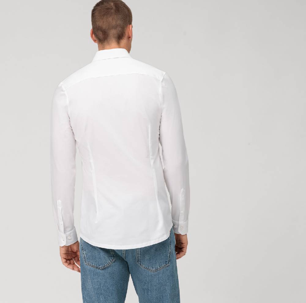 Olymp Camicia Olymp Bianca In Jersey Super Slim Fit