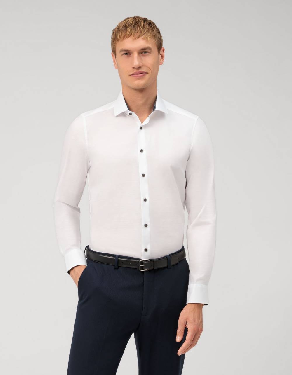 Olymp Camicia olymp bianca level five slim fit cotone stretch