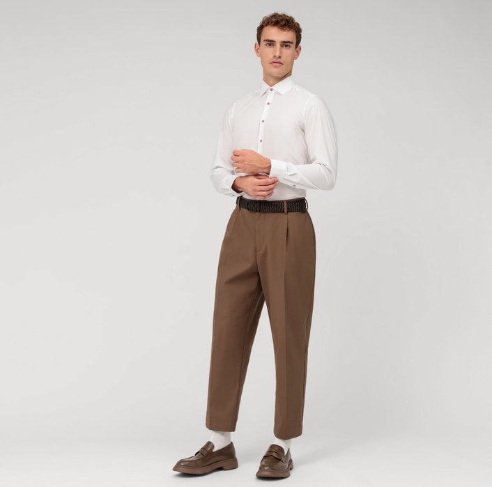 Olymp Camicia Olymp Bianca Slim Fit Con Bottoni Malva