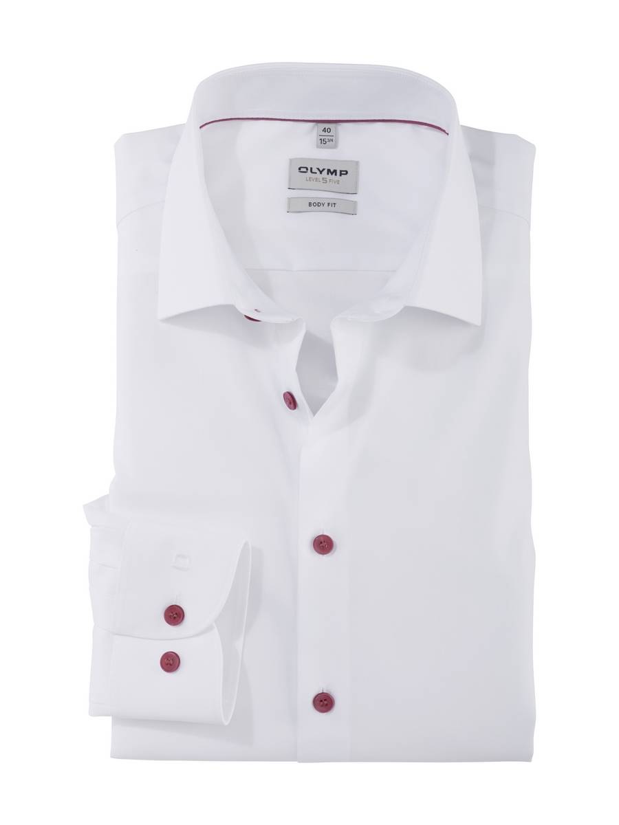 Olymp Camicia olymp bianca slim fit con bottoni malva