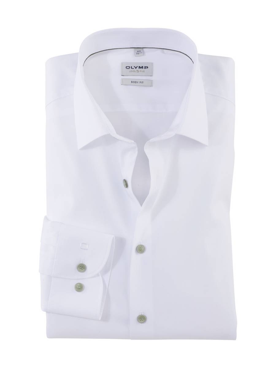 Olymp Camicia olymp bianca slim fit con bottoni verde