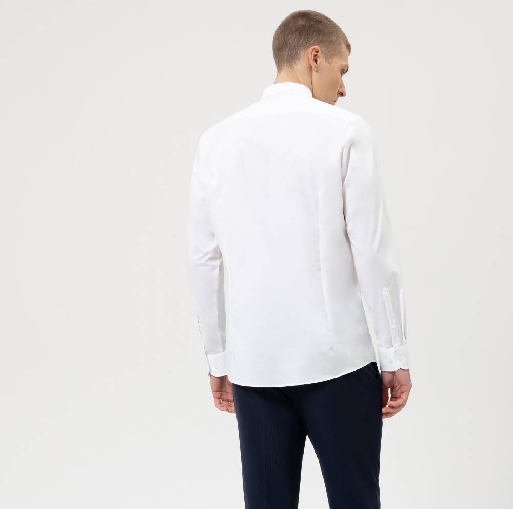 Olymp Camicia Olymp Bianca Slim Fit Cotone Twill Stretch Facile Stiro