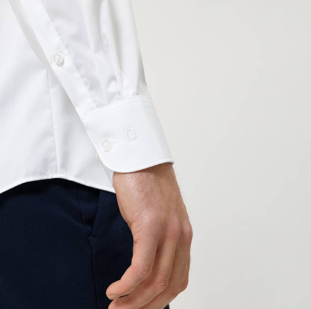 Olymp Camicia Olymp Bianca Slim Fit Cotone Twill Stretch Facile Stiro