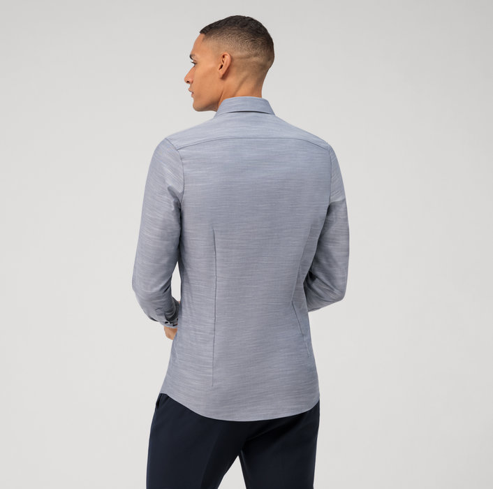 Olymp Camicia Olymp Blu Marine Level Five Slim Fit Cotone Stretch