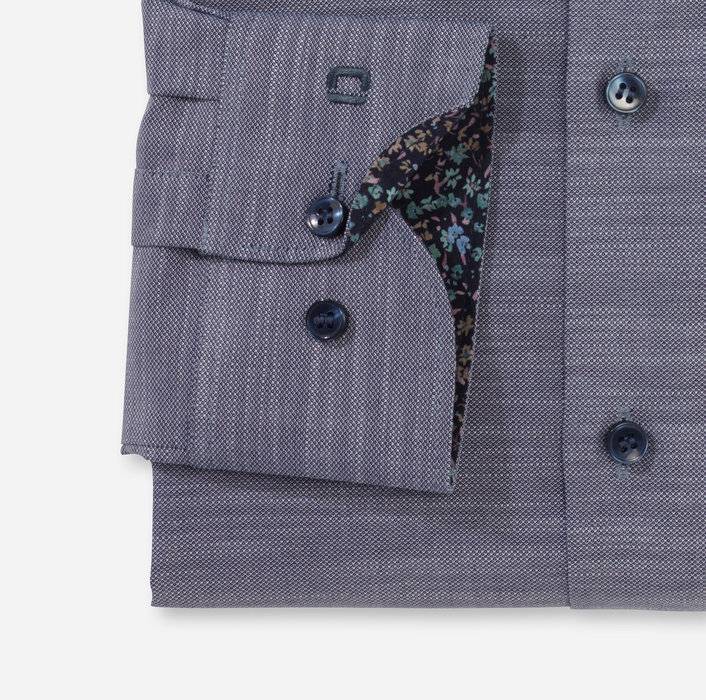 Olymp Camicia Olymp Blu Marine Level Five Slim Fit Cotone Stretch