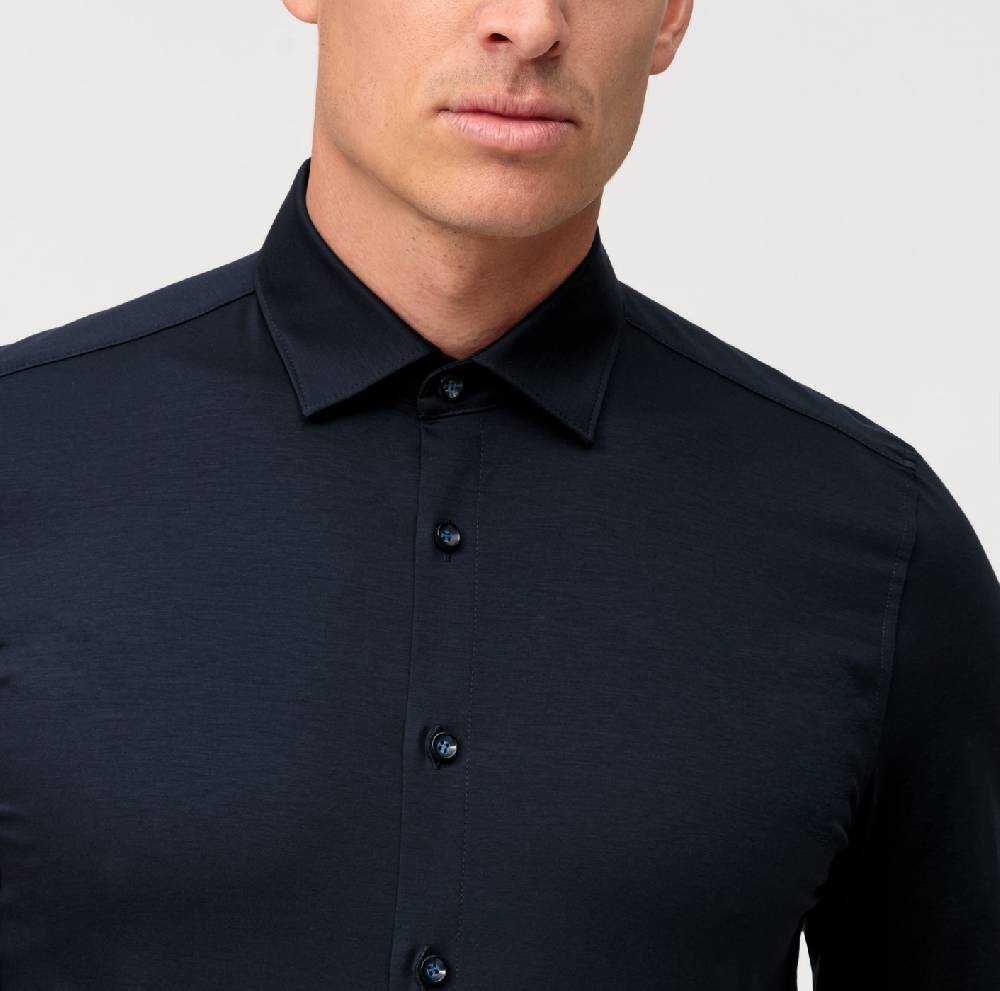 Olymp Camicia Olymp Blu Scuro In Jersey Super Slim Fit