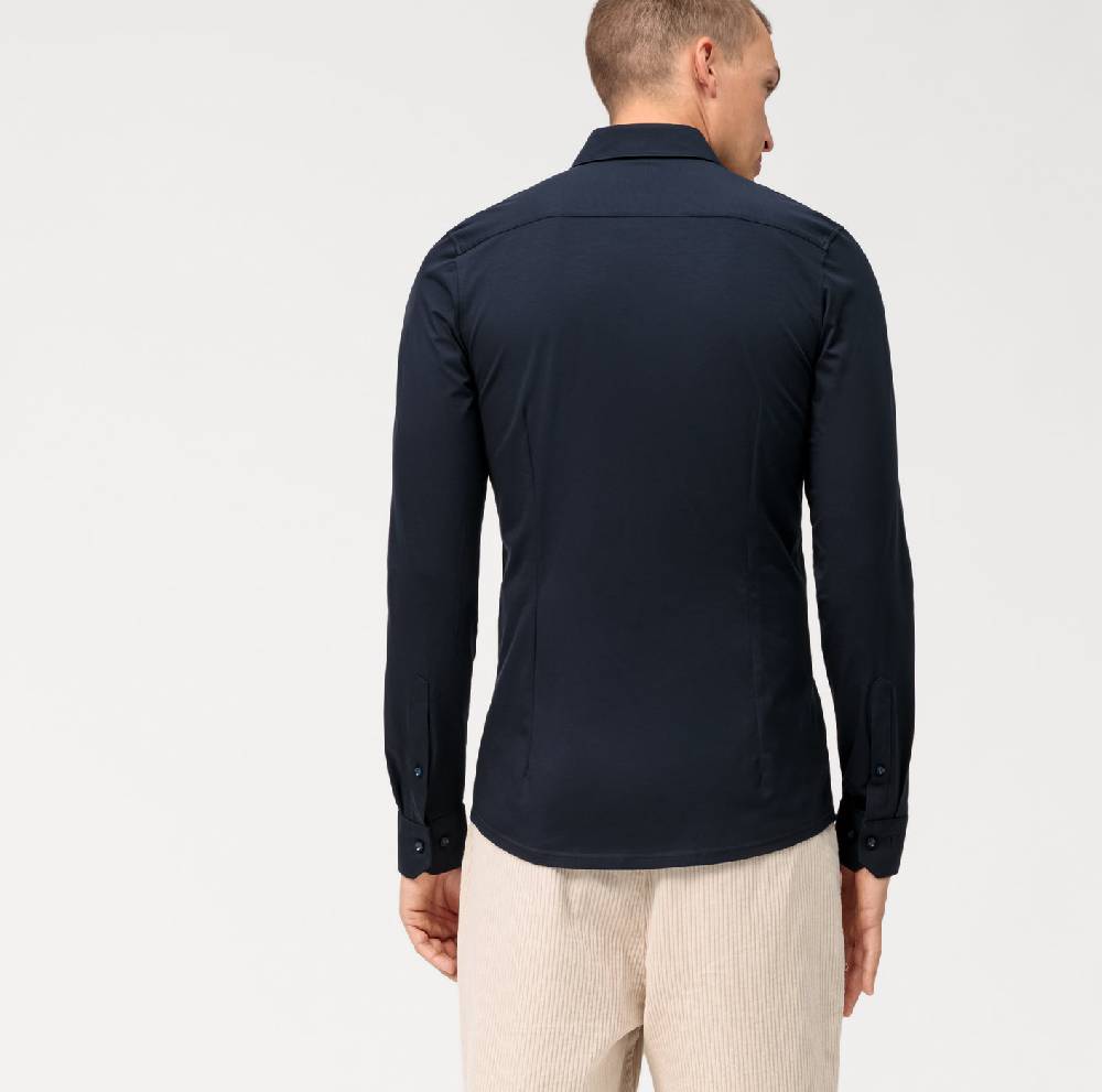 Olymp Camicia Olymp Blu Scuro In Jersey Super Slim Fit
