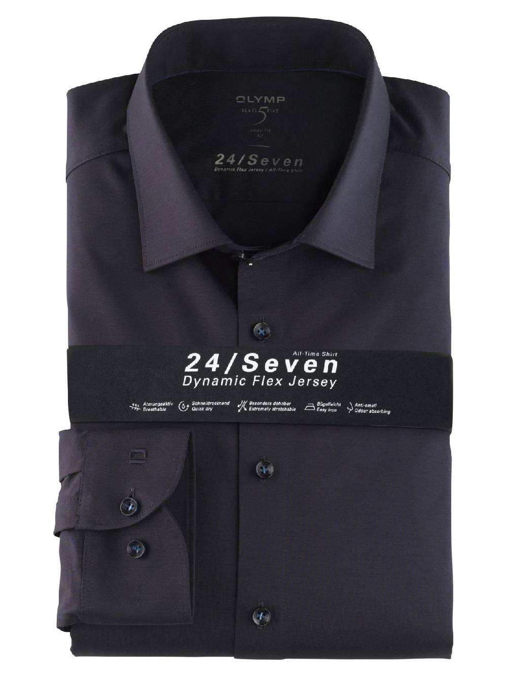 Olymp Camicia olymp blu scuro level five in jersey slim fit