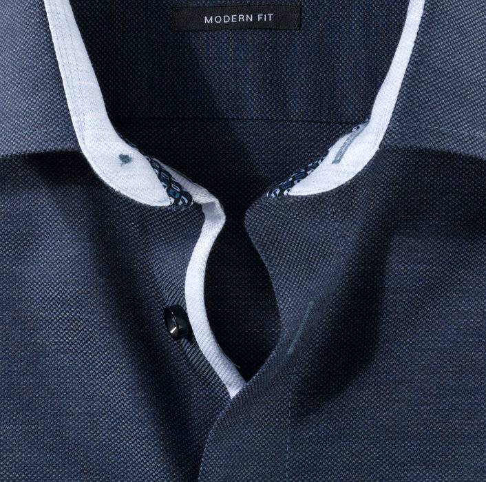 Olymp Camicia Olymp Blu Scuro Modern Fit In Cotone Bio