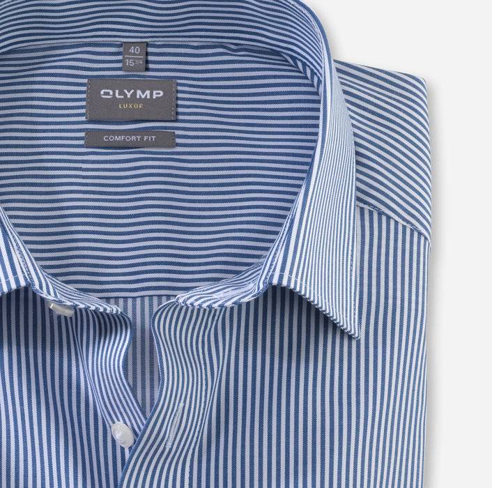 Olymp Camicia Olymp Comfort Fit A Righe Azzurro Con Taschino
