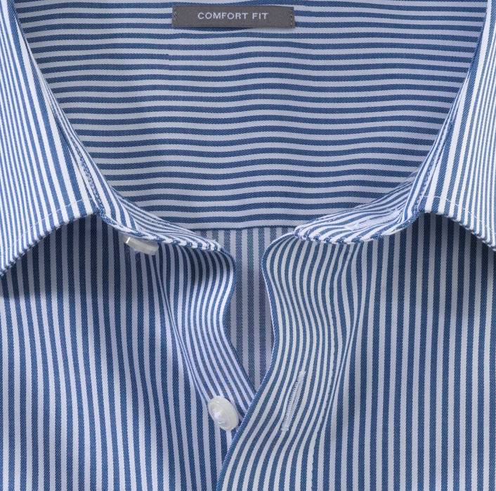 Olymp Camicia Olymp Comfort Fit A Righe Azzurro Con Taschino