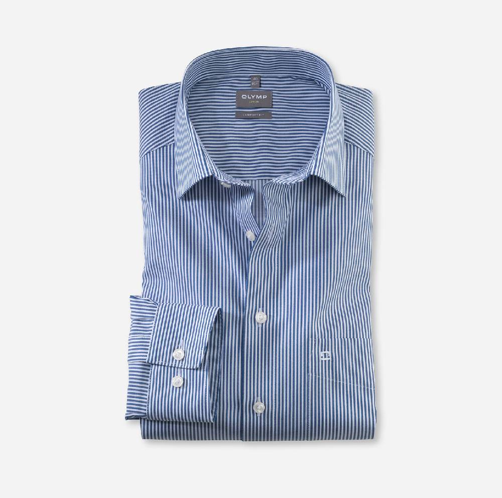 Olymp Camicia olymp comfort fit a righe azzurro con taschino