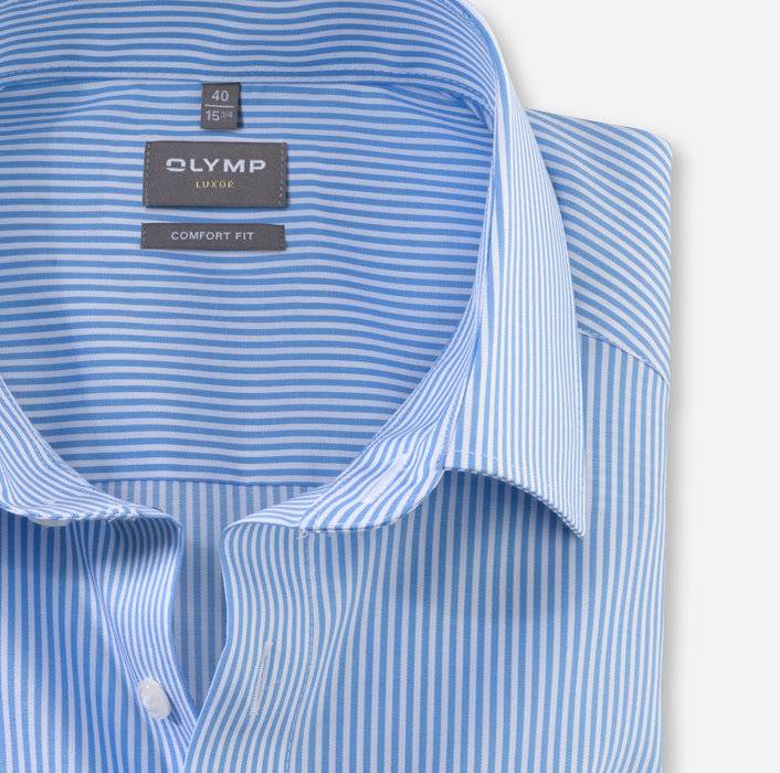 Olymp Camicia Olymp Comfort Fit A Righe Celeste Con Taschino