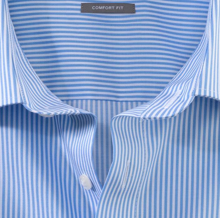 Olymp Camicia Olymp Comfort Fit A Righe Celeste Con Taschino