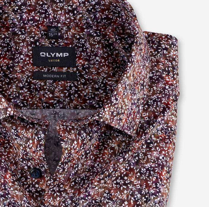 Olymp Camicia Olymp Fantasia Floreale Prugna Modern Fit