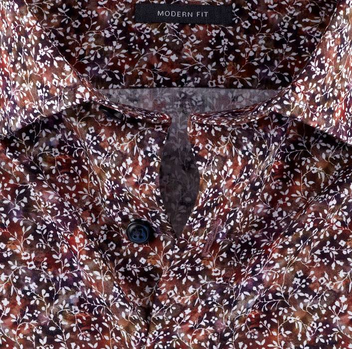 Olymp Camicia Olymp Fantasia Floreale Prugna Modern Fit