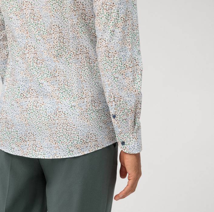 Olymp Camicia Olymp Fantasia Floreale Slim Fit In Cotone Stretch