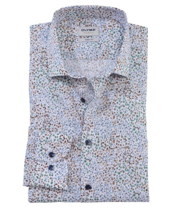 Olymp Camicia Olymp Fantasia Floreale Slim Fit In Cotone Stretch